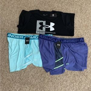 COPY - - Under Armor set. They are all size 3X. 2 pairs of shorts & a T-shirt..